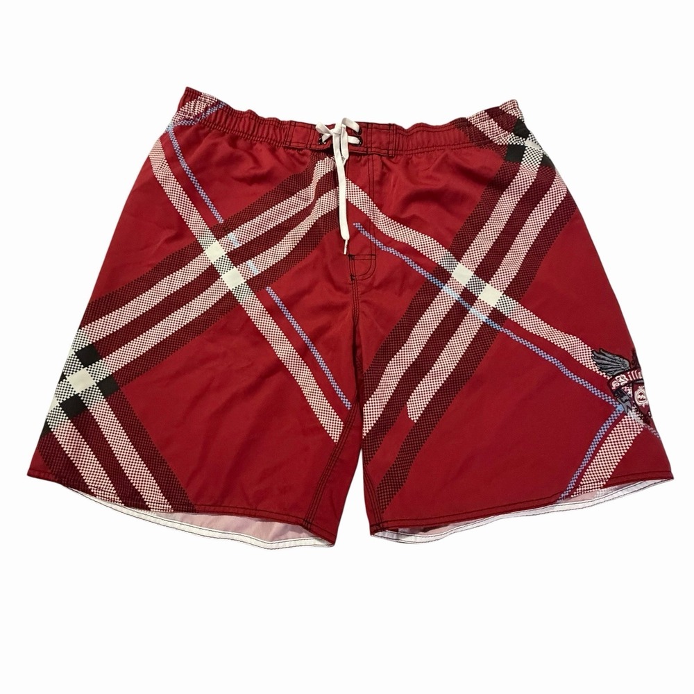 VTG Y2K Billabong Joel Parkinson Board Shorts Red White Plaid Men's Size 2XL